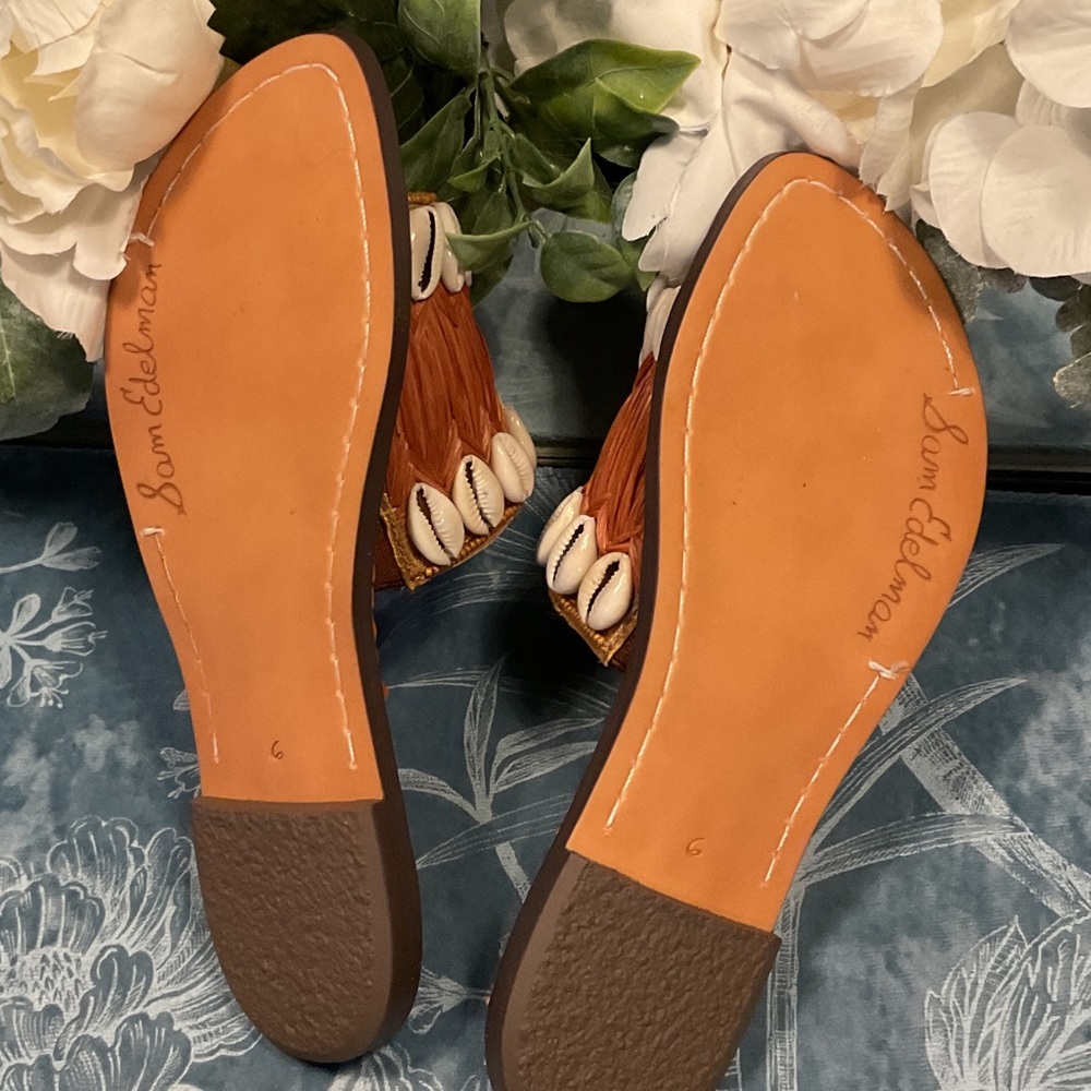 Sam Edelman Gale Raffia Shell Slide Sandals - Picture 6 of 7